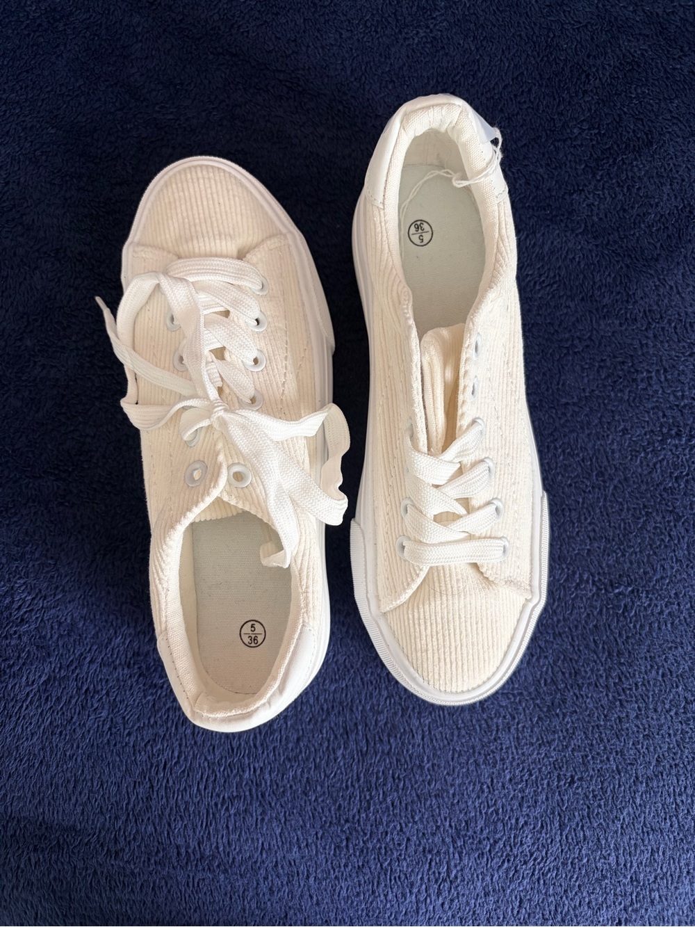 Amazon Women's Cream Corduroy Low-Top Sneakers